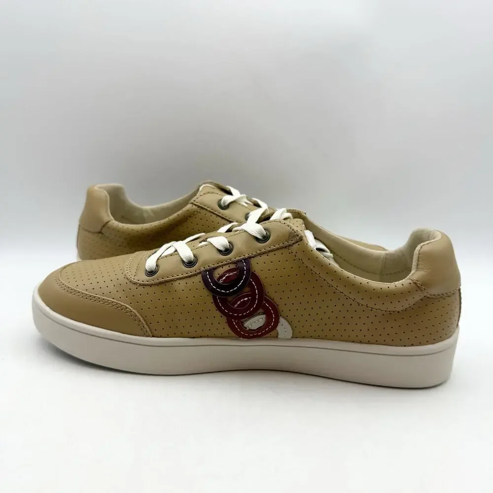 Spenco Womens Cambridge Low Sneaker US 8.5 Wide EU 39 Tan Leather EUC